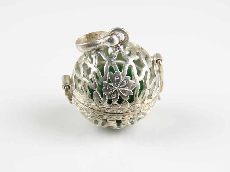 Sterling Silver, Flower, Chime Ball, Harmony Ball Pendant HB-491