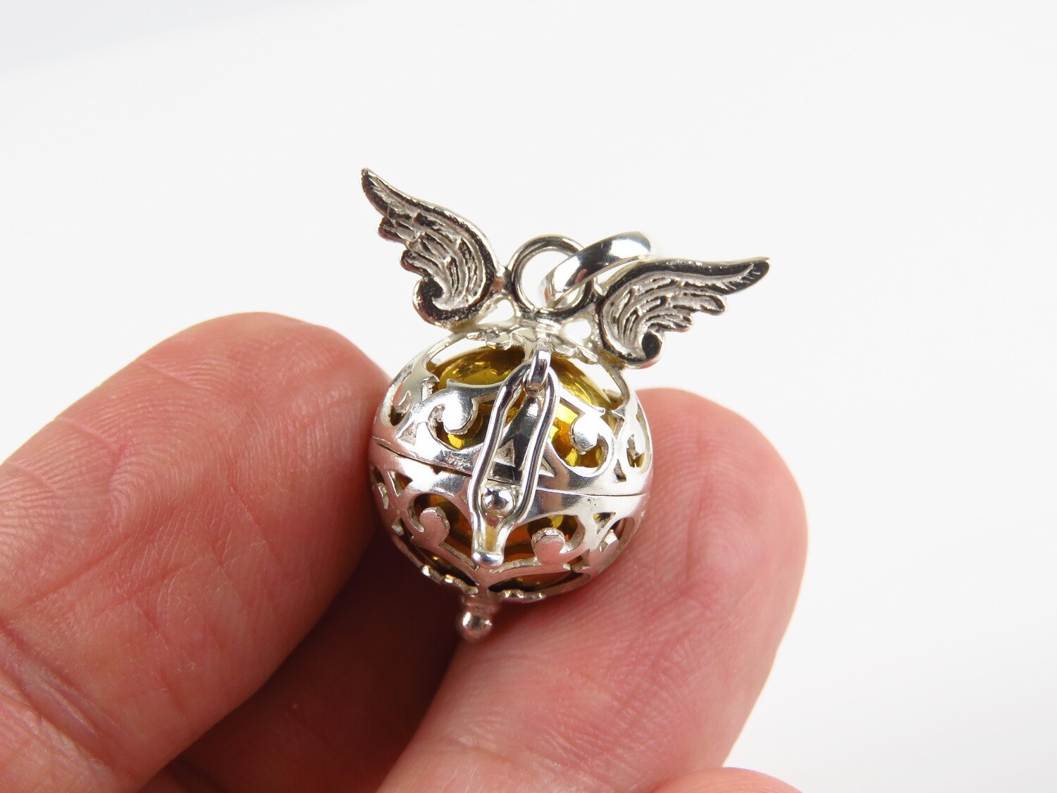 Sterling Silver, Angel Wings, Harmony Ball Pendant HB-492