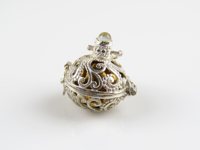 Sterling Silver, Rainbow Moonstone, Harmony Ball Pendant HB-493