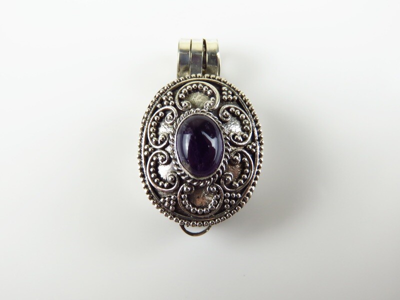 Sterling SIlver, Amethyst, Oval Shape, Locket Pendant LP-323