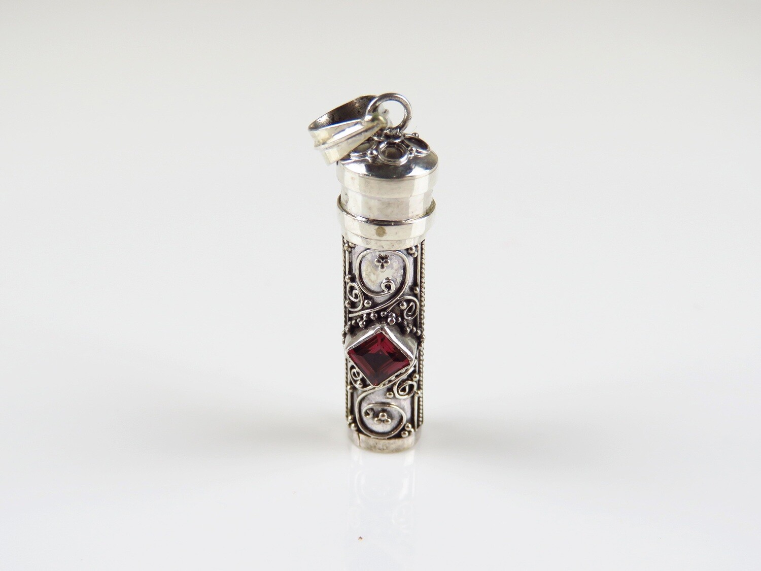 Sterling Silver, Garnet, Perfume Bottle, Cremation Pendant PP-556
