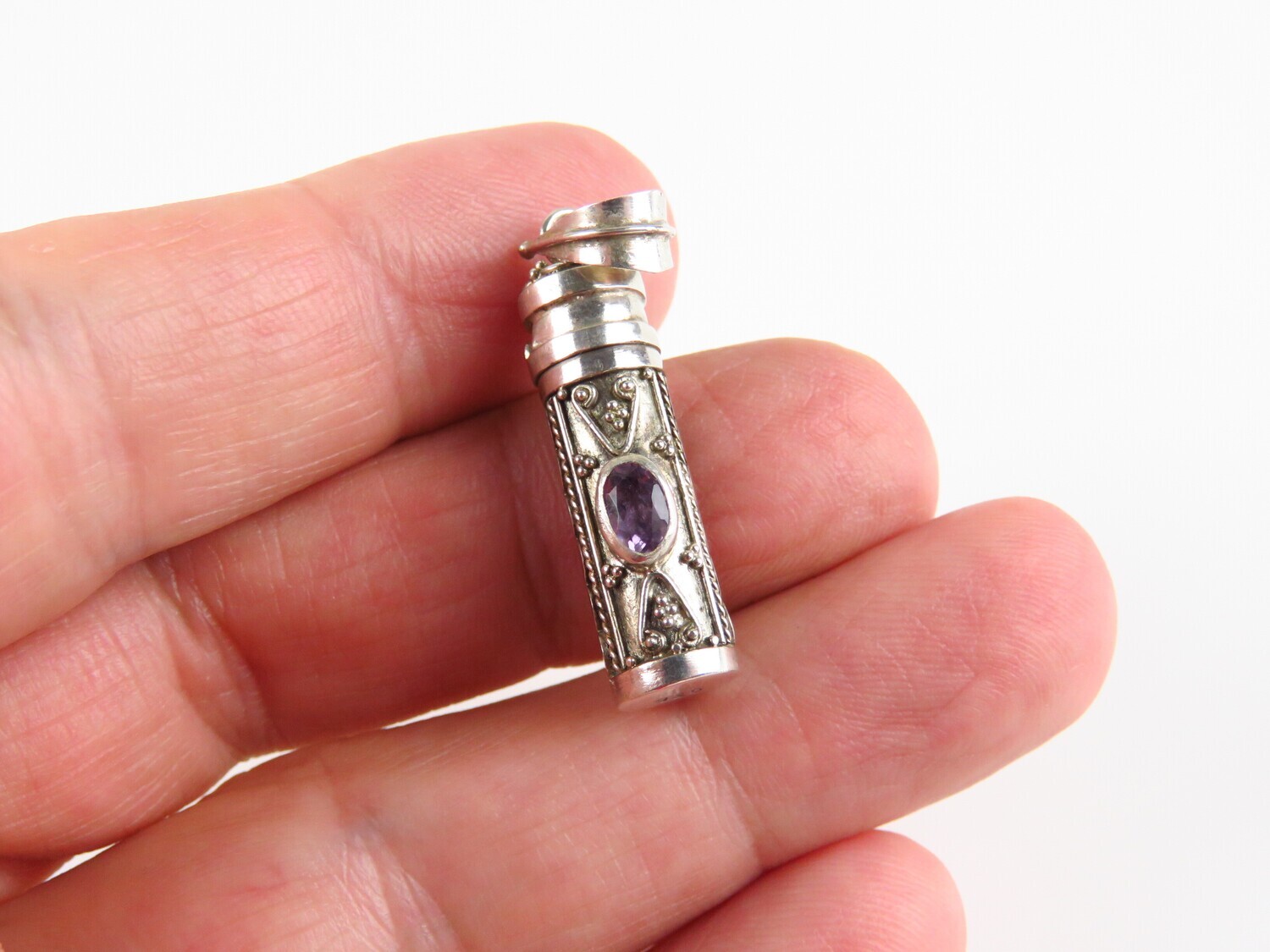 Sterling Silver, Amethyst, Perfume Bottle, Cremation Pendant PP-557