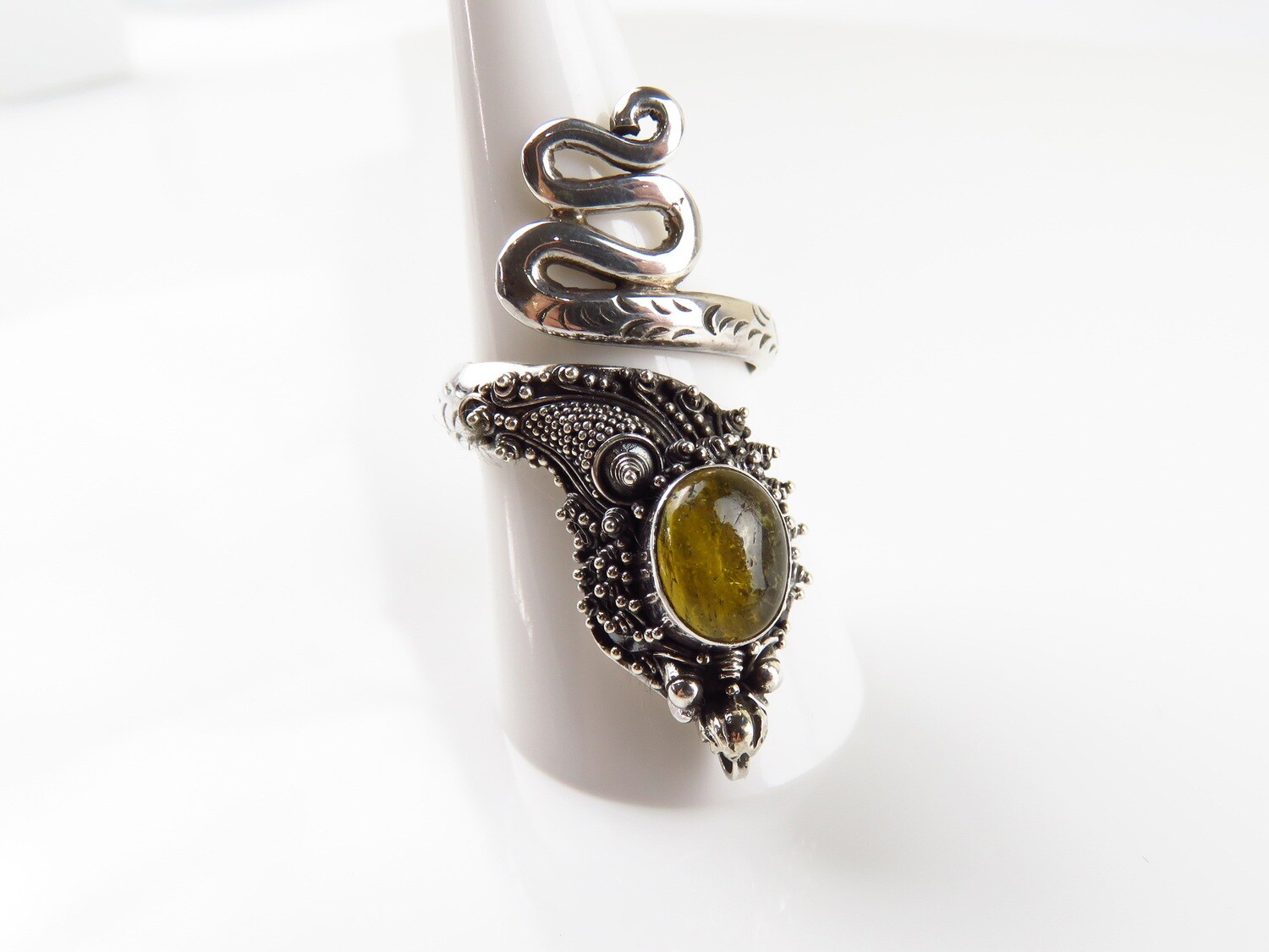 Sterling Silver, Citrine Gemstone, Snake Ring RI-1060