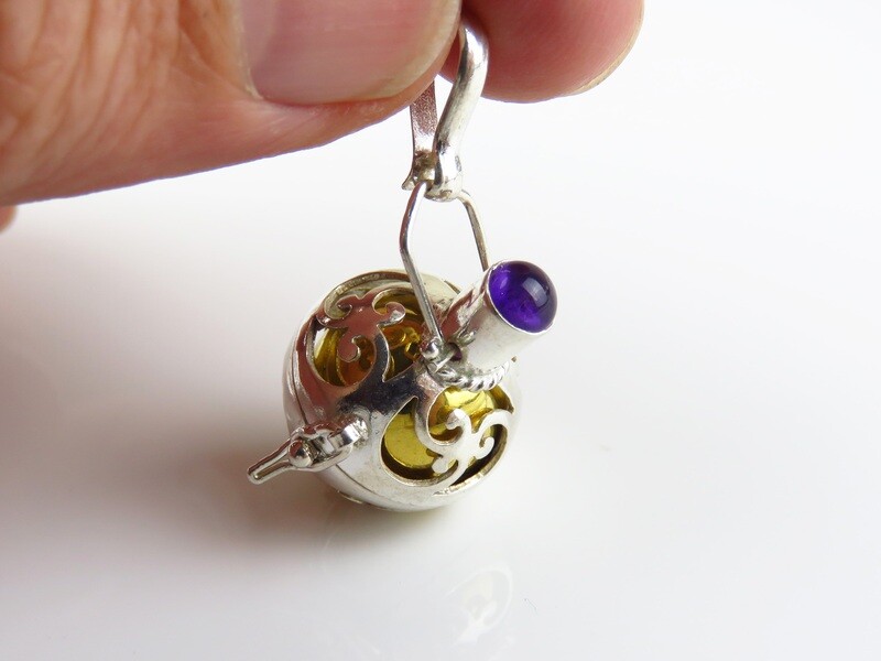Sterling Silver, Amethyst Gemstone, Harmony Ball Pendant HB-495