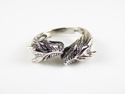 Sterling Silver, Double Dragon Head, Unisex Ring SR-347