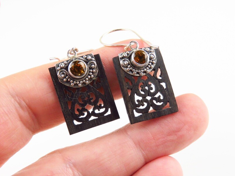 Sterling Silver, Citrine, Filigree, Gemstone Earrings ER-1138