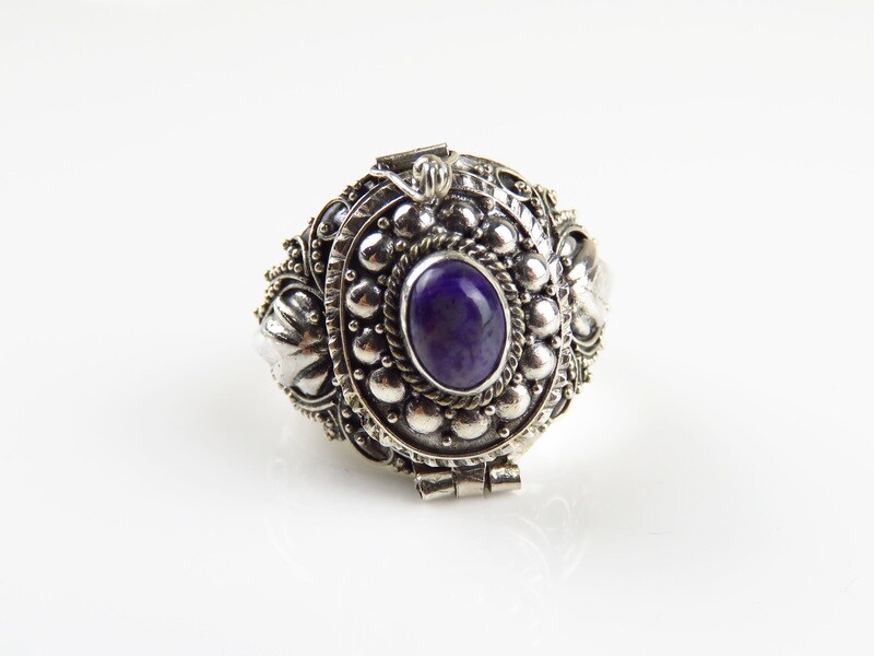 Sterling Silver, Sugilite Gemstone, Locket Ring LR-123