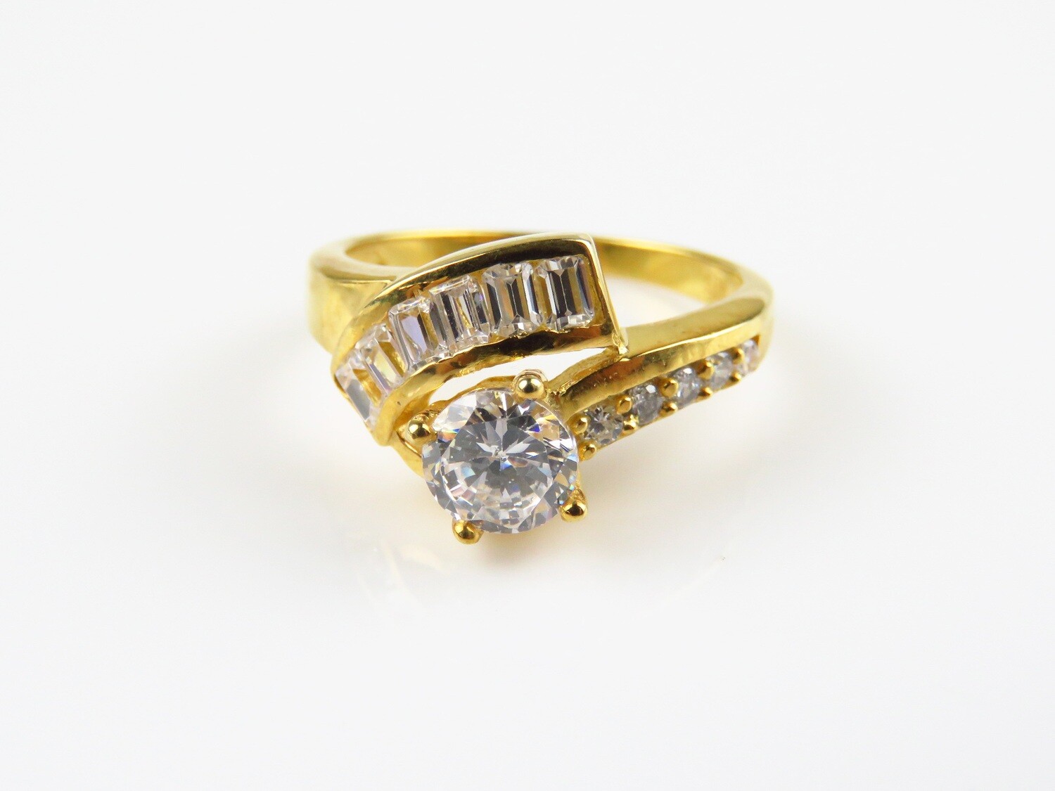 Sterling Silver, Gold Plated, Zircon, Gemstone Ring GPR-227