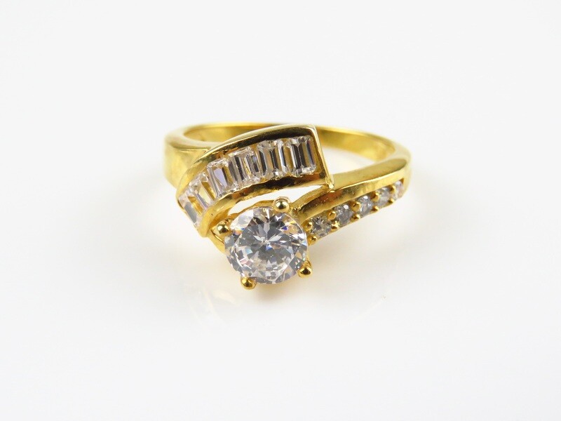 Sterling Silver, Gold Plated, Zircon, Gemstone Ring GPR-227