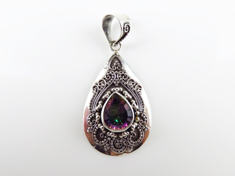 Sterling Silver, Mystic Topaz, Pear Shape, Gemstone Pendant SP-1207