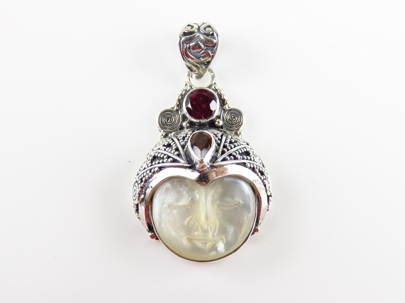 Sterling Silver, Carved Shell, Goddess Pendant GJ-137