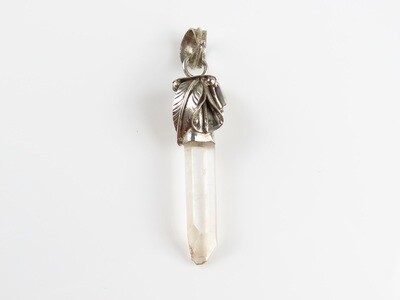 Sterling Silver, Leaf design, Quartz Crystal Pendant SP-1209
