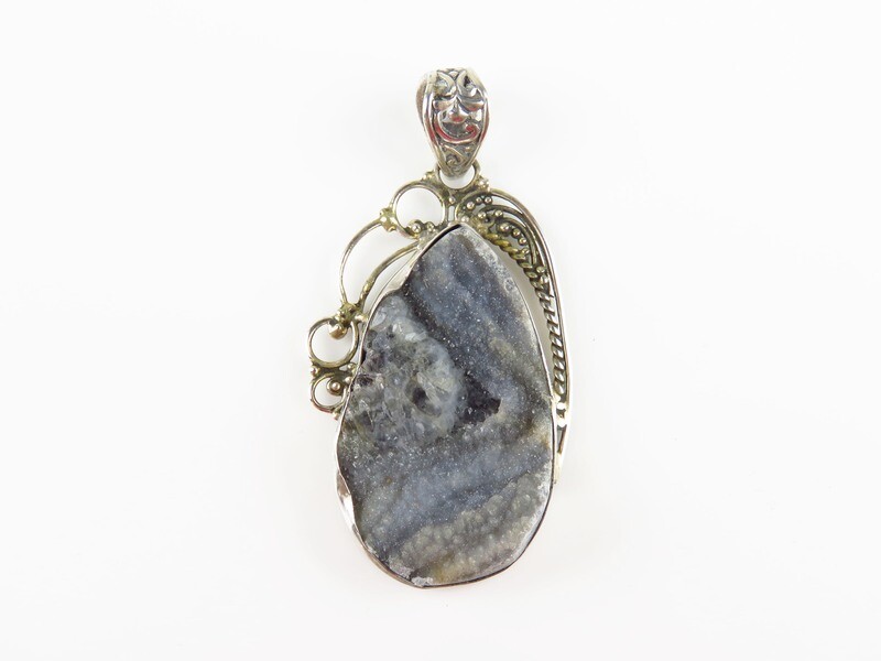 Sterling Silver, Druzy Gemstone Pendant SP-1211