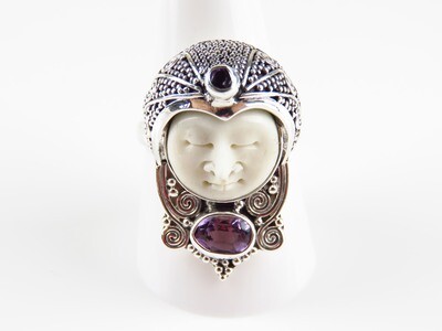 Sterling Silver, Amethyst, Bali Goddess Ring GJ-139