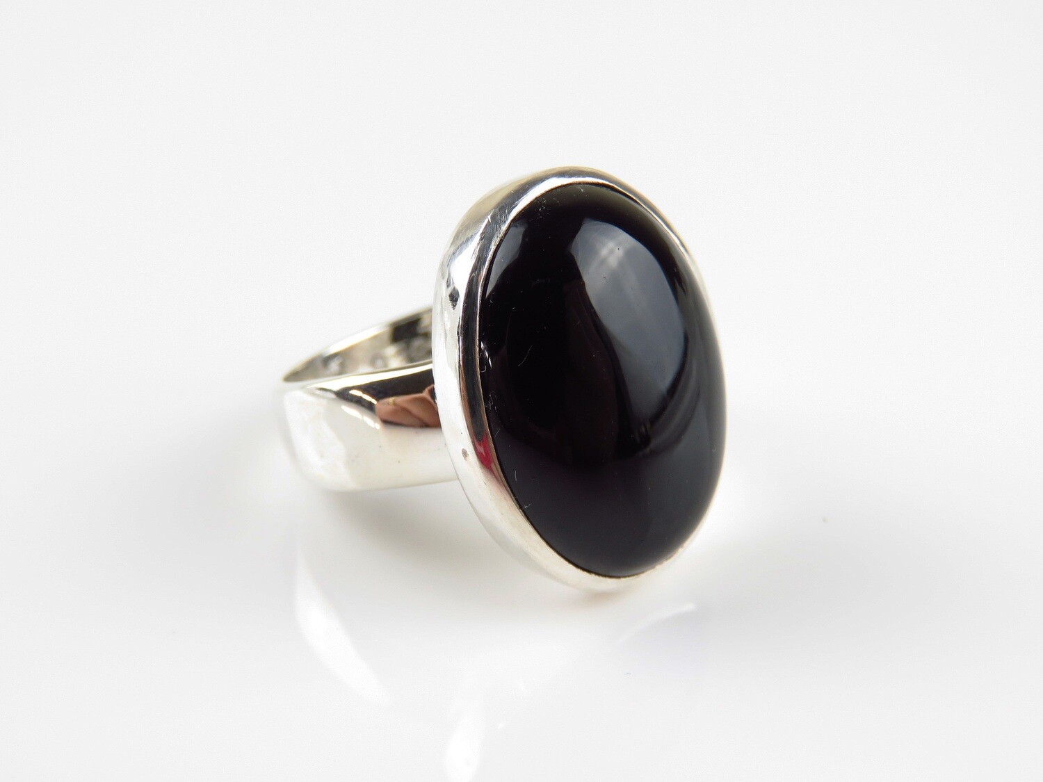 Sterling Silver, Oval Shape, Obsidian, Gemstone Ring RI-1083