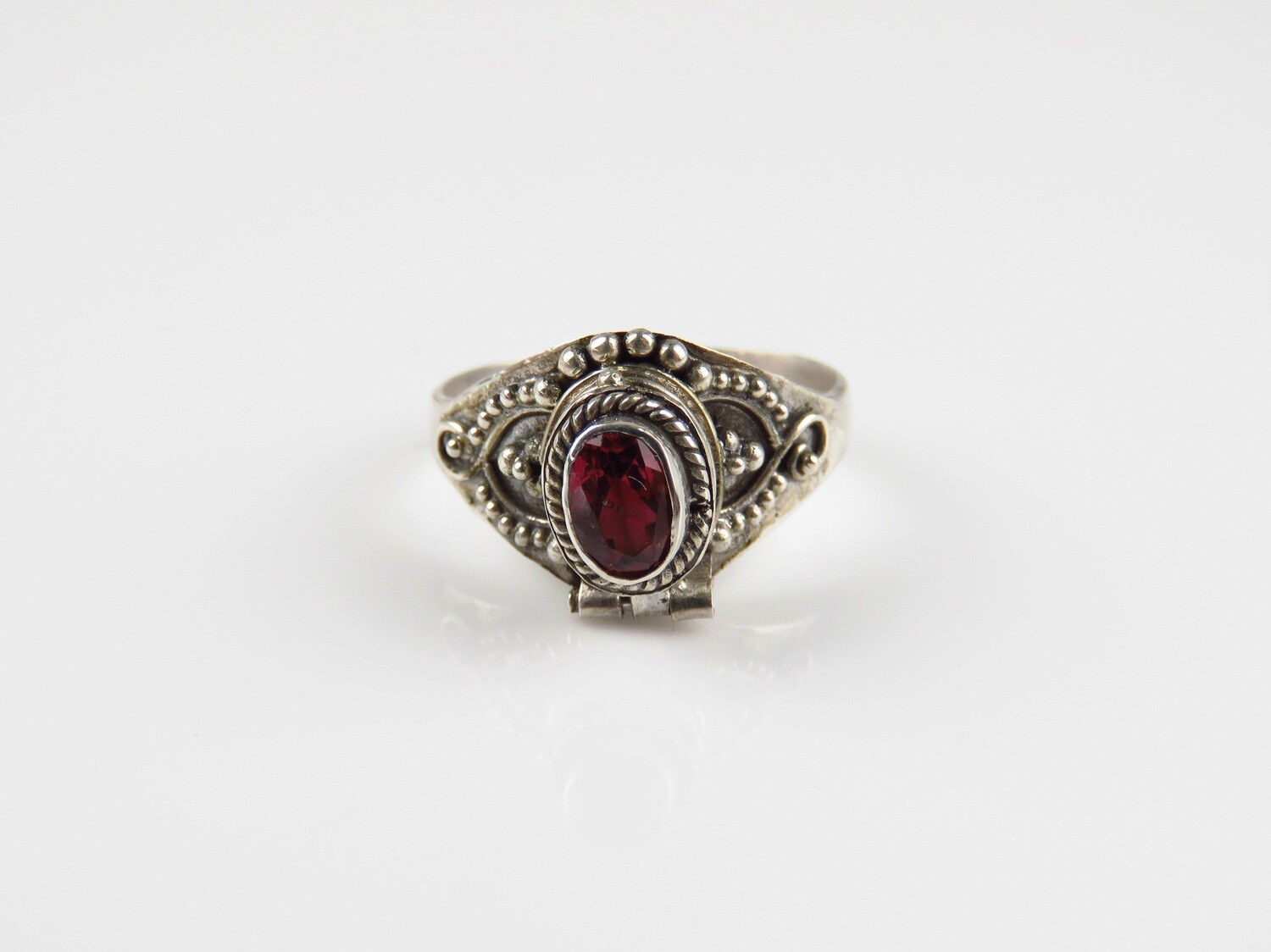 Sterling Silver, Ruby Gemstone, Locket Ring LR-126