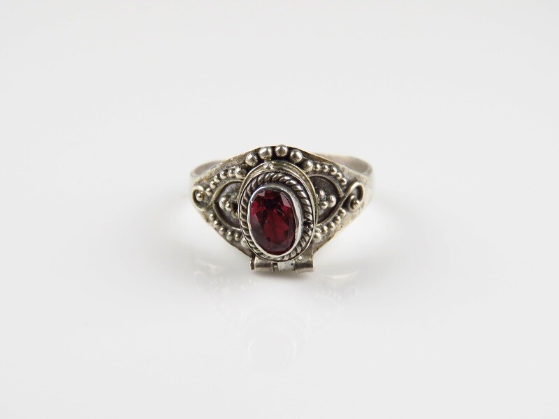 Sterling Silver, Ruby Gemstone, Locket Ring LR-126
