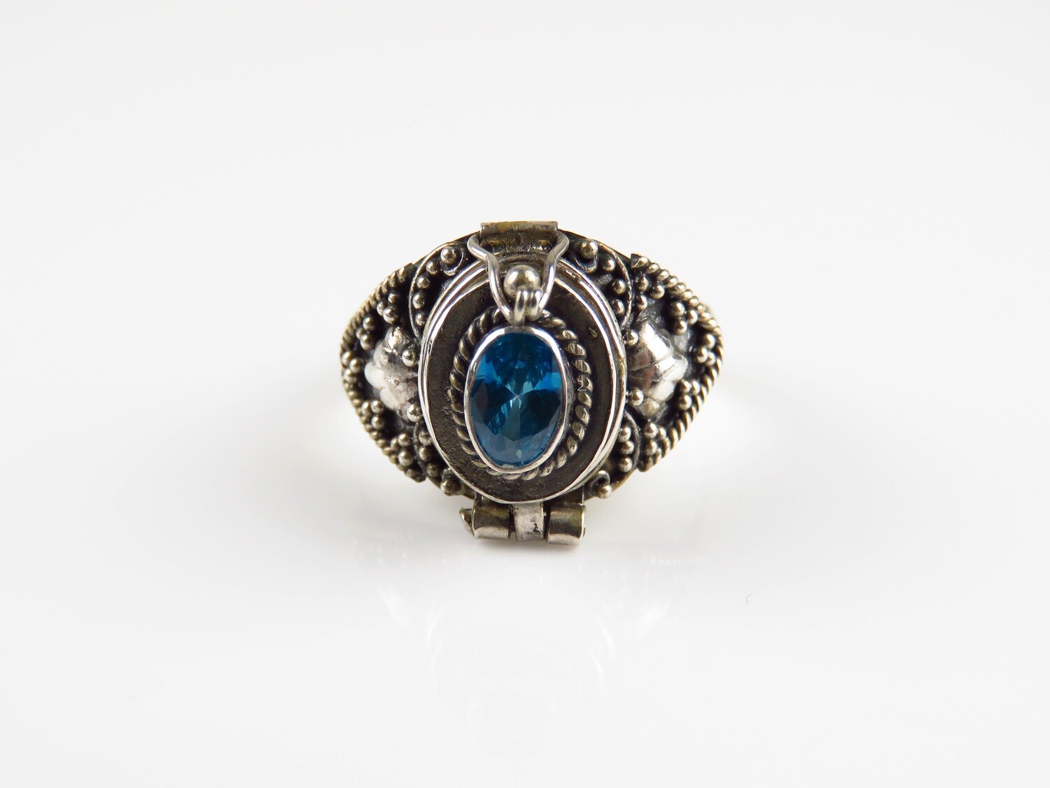 Sterling Silver, Tanzanite Gemstone, Poison Locket Ring LR-130