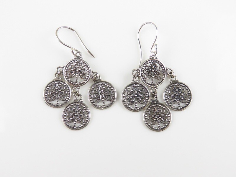 Sterling Silver,Rounds, Dangle Earrings SE-441