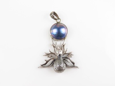 Sterling Silver, Round Shape, Mabe Pearl pendant SP-1223