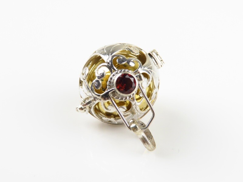 Sterling Silver, Garnet Gemstone, Harmony Ball Pendant HB-502
