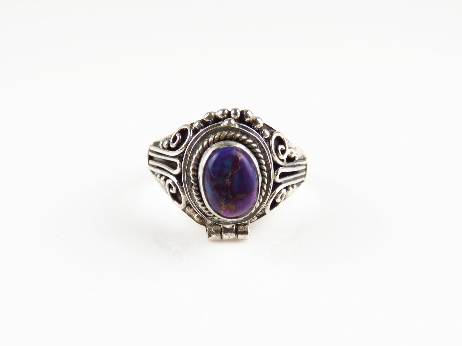 Sterling Silver, Sugilite Gemstone, Locket Ring LR-131