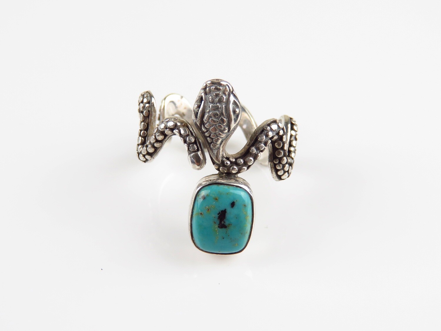 Sterling Silver,Turquoise Gemstone, Snake Design Ring RI-1096