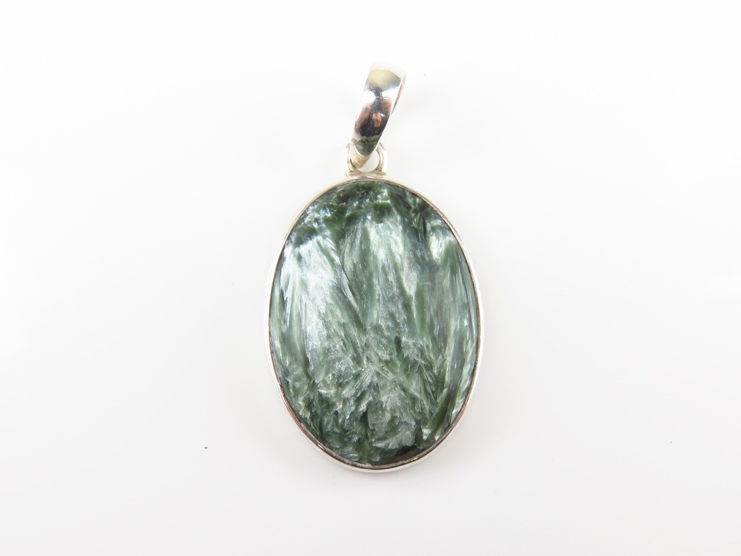 Sterling Silver, Seraphinite, Oval Shape, Gemstone Pendant SP-1224