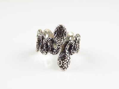 Sterling Silver, Double Head, Snake Ring SR-360