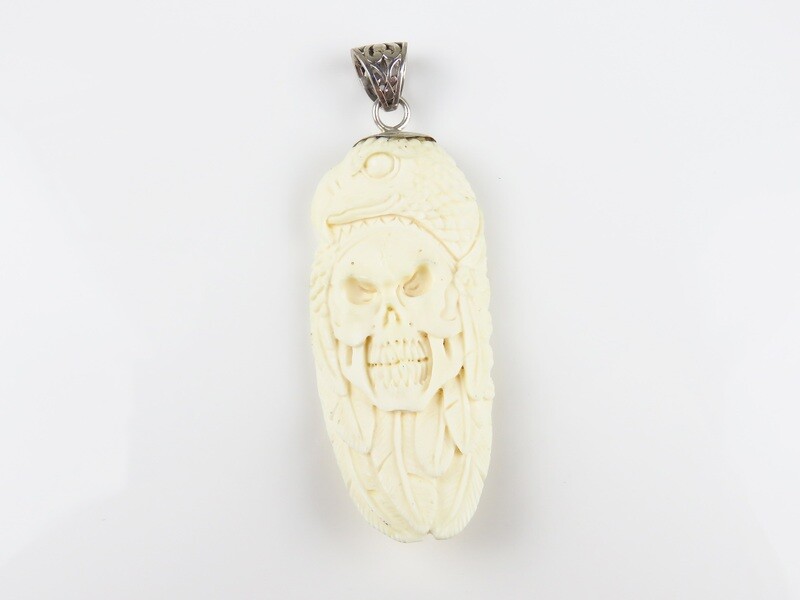 Sterling Silver, Skull and Eagle Head Pendant BP-128