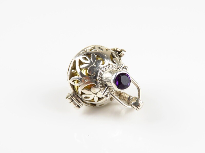 Sterling Silver, Amethyst Gemstone, Harmony Ball Pendant HB-504