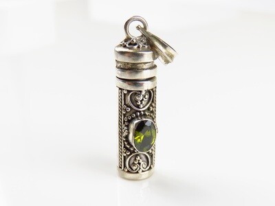Sterling Silver, Peridot Gemstone, Perfume Bottle Pendant PP-585