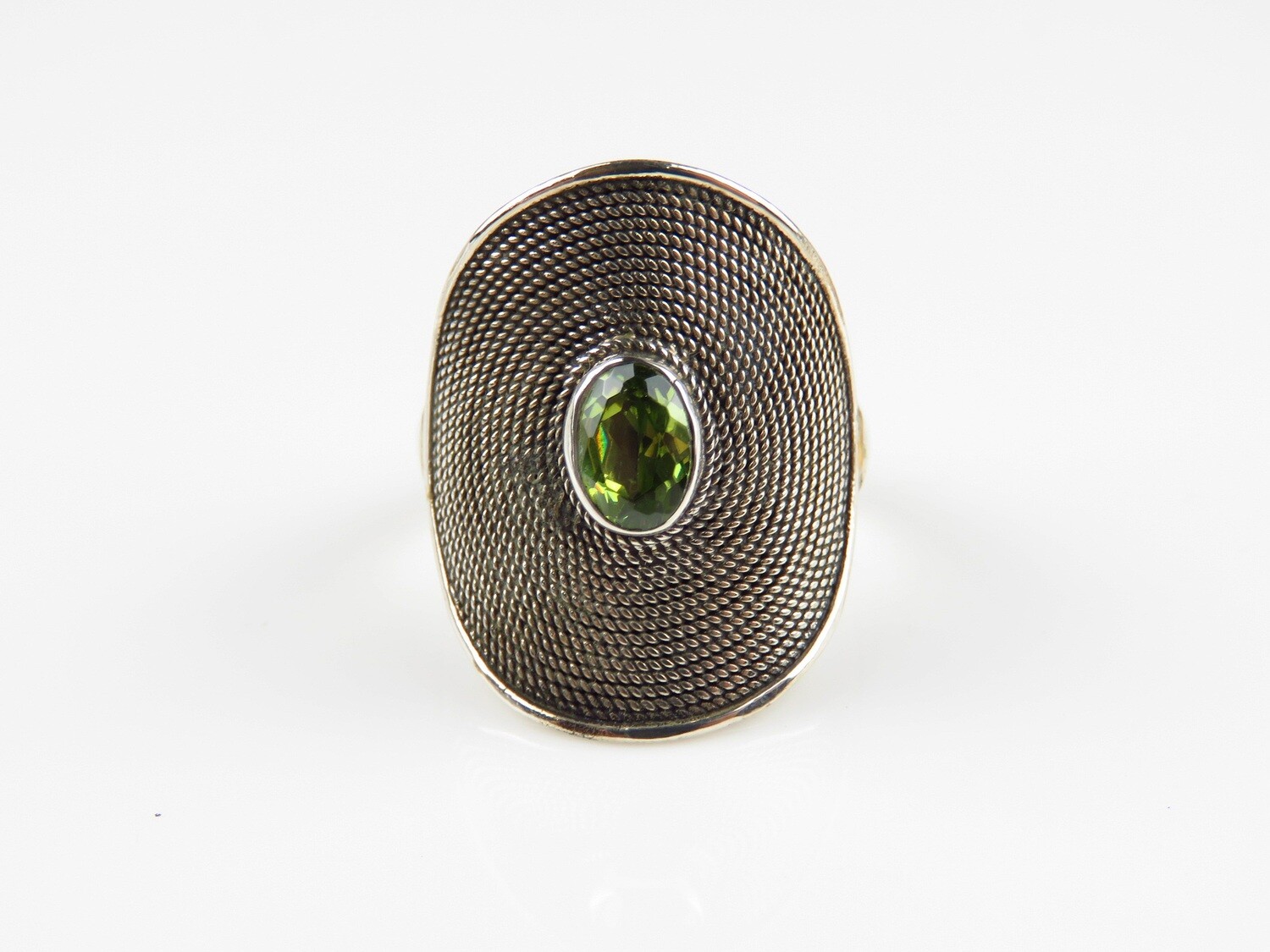 Sterling Silver, Peridot Gemstone Ring RI-1098
