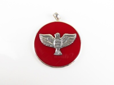Sterling silver, Red color, Bird design, Round shape, Silver pendant SHP-106