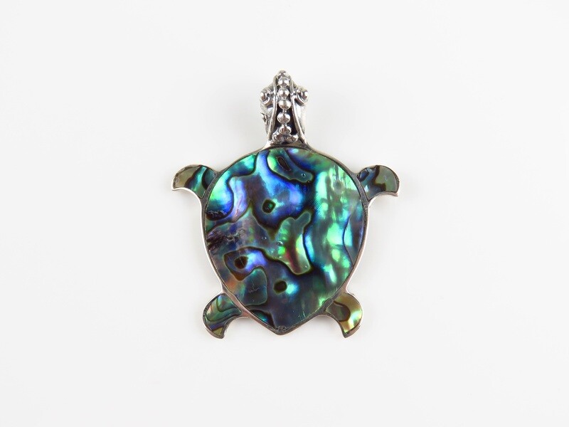 Sterling Silver, Abalone Shell, Turtle Pendant SHP-113