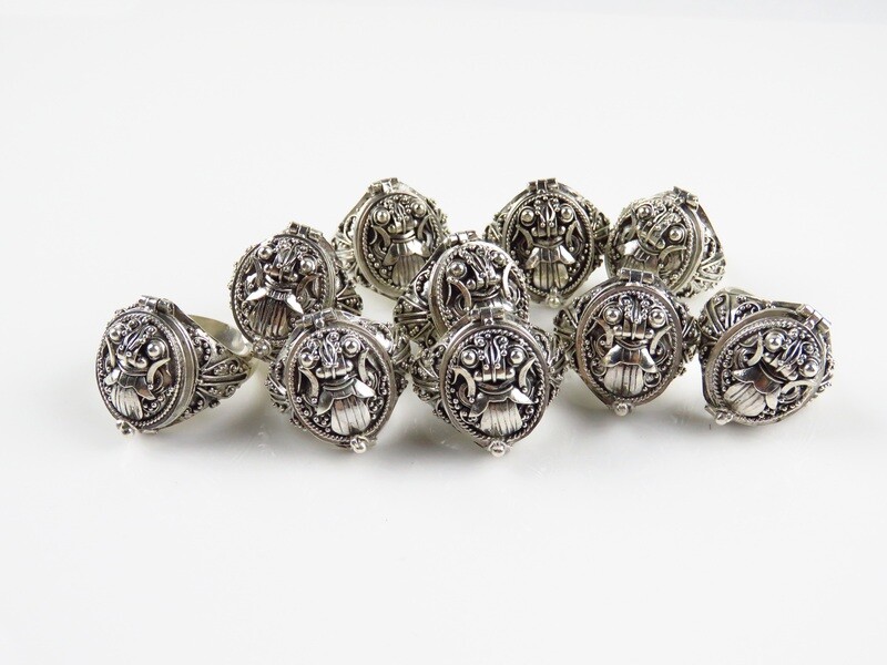 Wholesale lot, Sterling Silver, 10 Pieces, Bali Locket Rings SSB-418