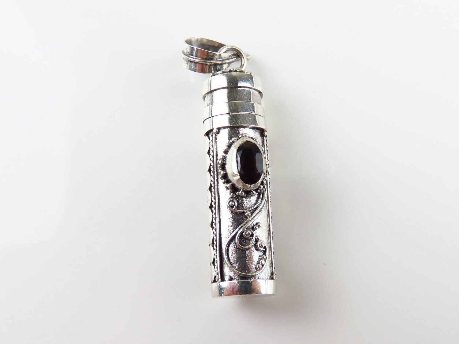 Sterling Silver, Black Onyx, Perfume Bottle Pendant PP-593