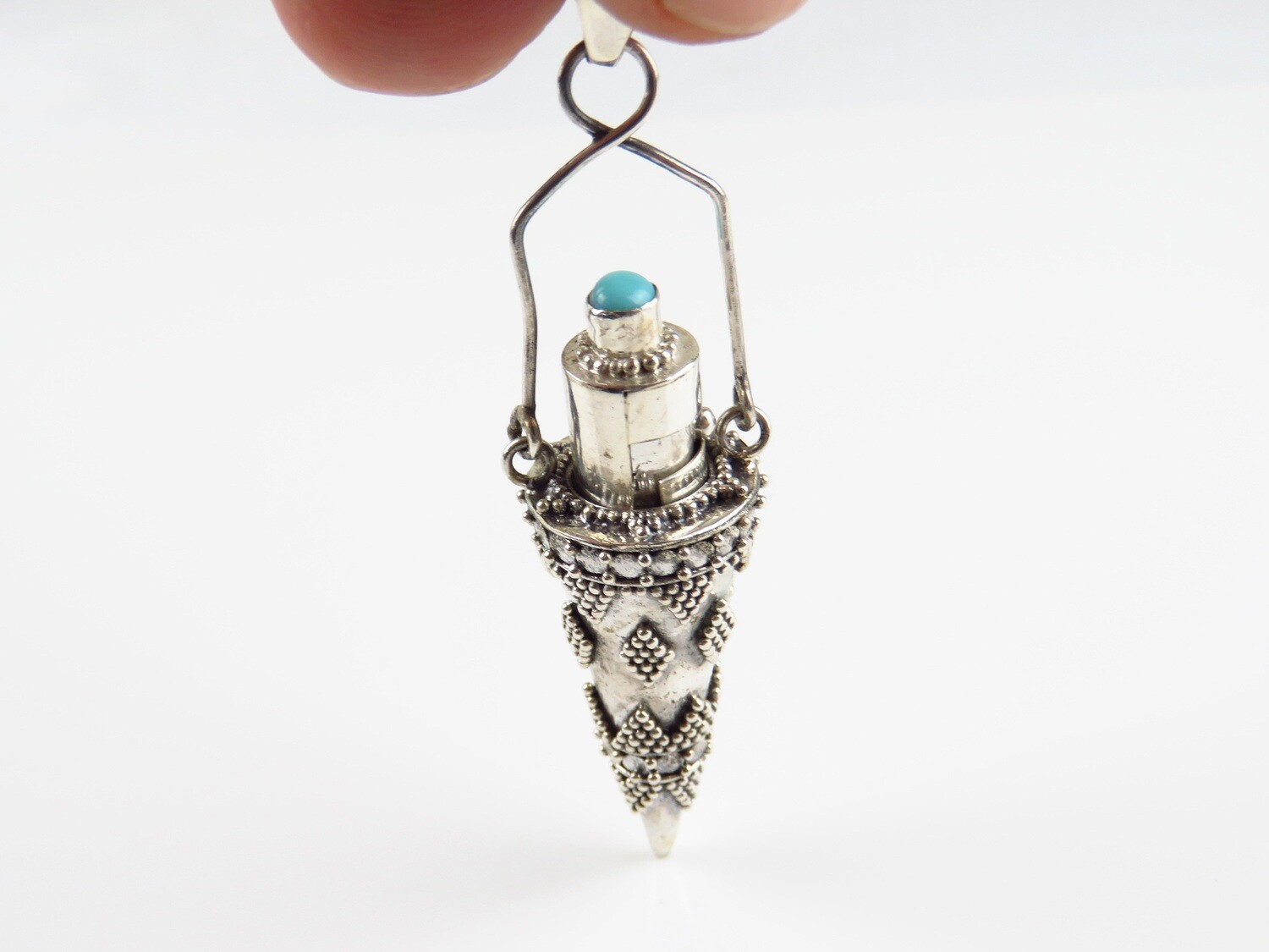 Sterling Silver, Turquoise Gemstone, Aromatherapy Pendant PP-594