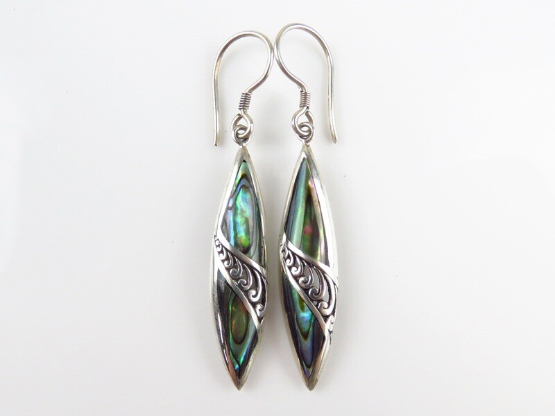 Sterling Silver, Abalone Shell, Dangle Earrings SSE-107