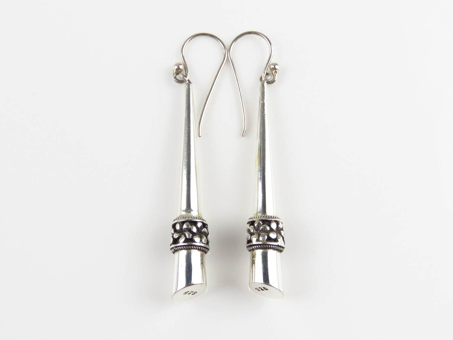 Sterling Silver, Frangipani Design, Dangle Earrings SE-447