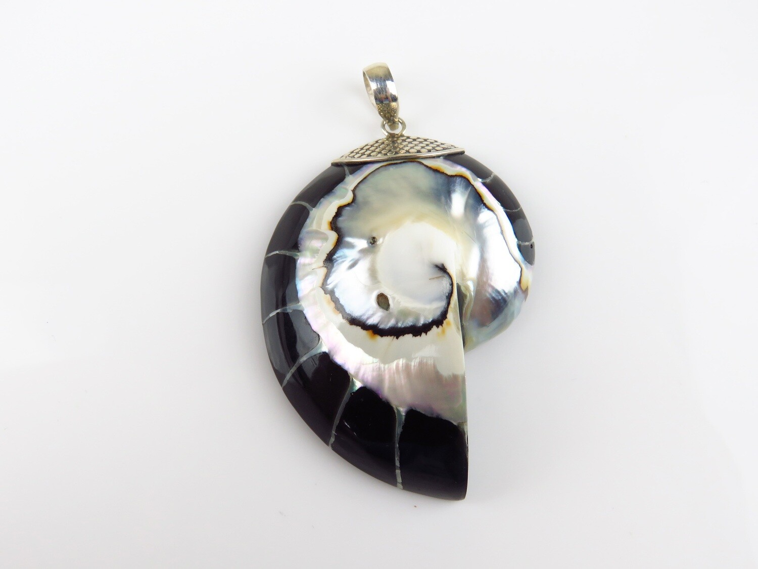 Sterling silver, Black color, Nautilus, Shell Pendant SHP-121