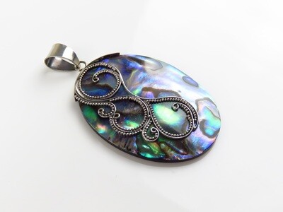 Sterling Silver, Abalone Shell, Oval Pendant SHP-122