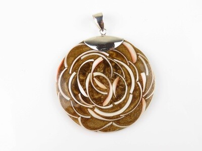 Sterling Silver, Brown Color, Round Shape Pendant SHP-126
