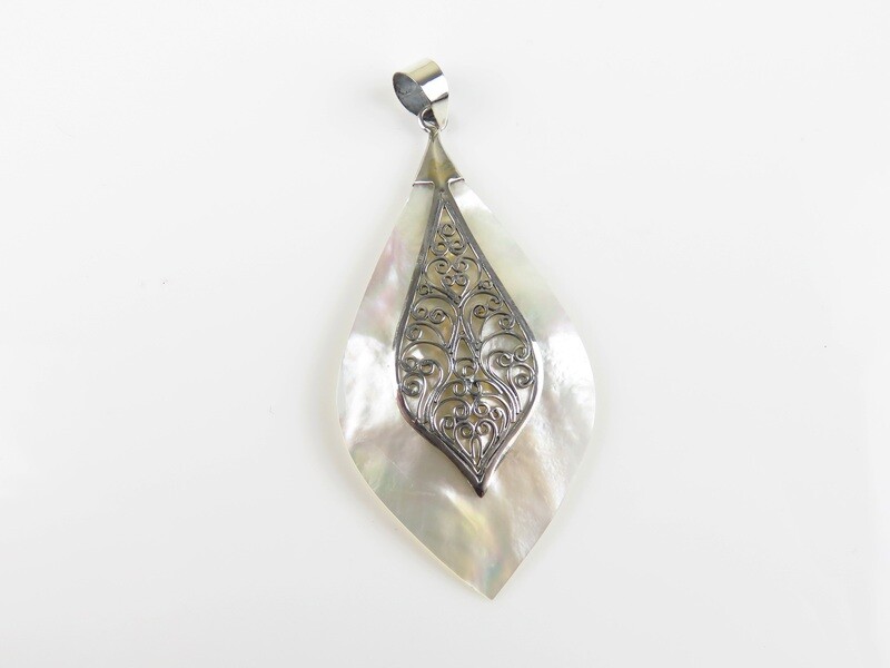 Sterling Silver, White Shell Pendant SHP-132