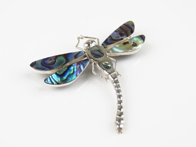 Sterling Silver, Abalone Shell, Dragonfly Design, Brooch Pendant Combination BC-111