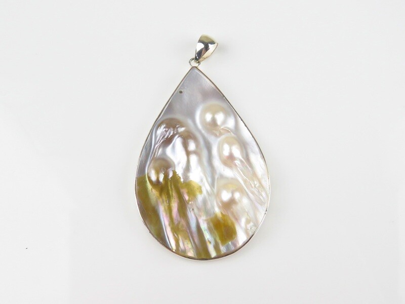 Sterling Silver, Shell, Pear Shape Pendant SHP-142