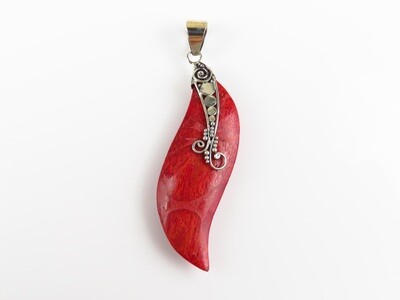 Sterling Silver, Red Coral Pendant SHP-149