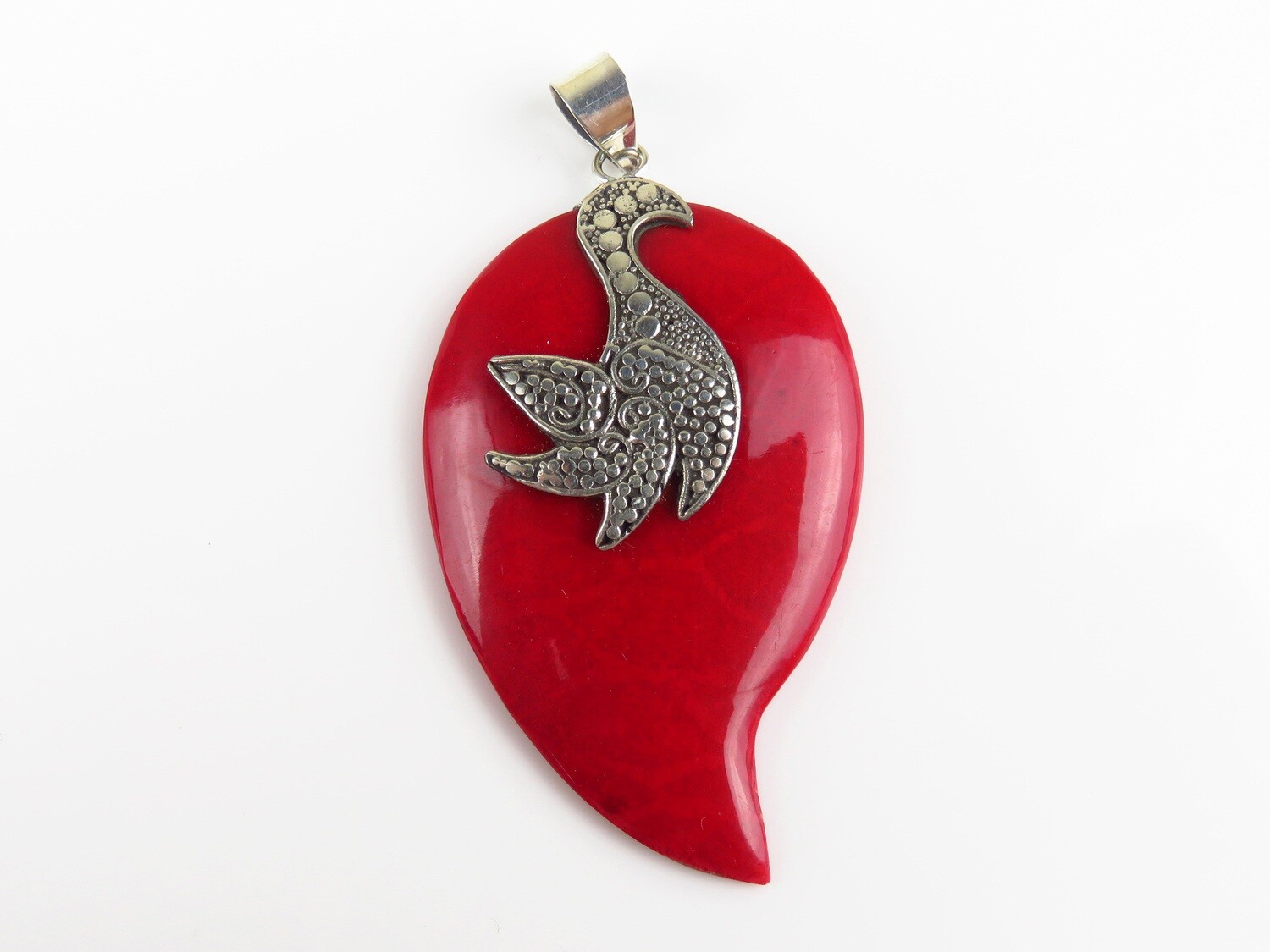 Sterling Silver, Red Coral Pendant SHP-146