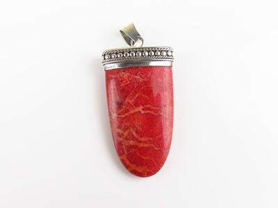 Sterling Silver, Red Coral Pendant SHP-153