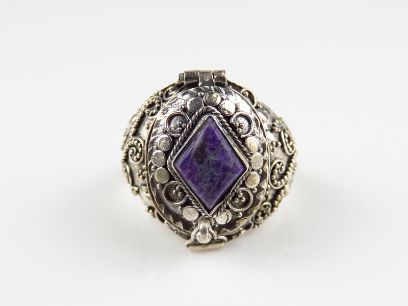 Sterling Silver, Chaorite Gemstone, Locket Ring LR-136